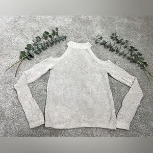 Express Cold Shoulder Mock Neck Sweater